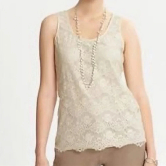 Banana Republic Tops - Banana Republic Lace Shell Tank, Color Creme Size M
